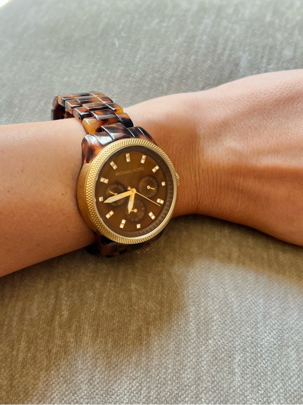Michael Kors Women’s Ritz Gold and Tortoiseshell Bracelet Watch - Picture 3 of 5